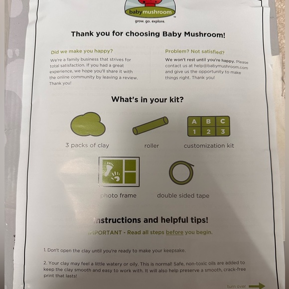 NIB Baby Hand & Footprint Clay Keepsake Photo Frame Kit - Picture 3 of 3